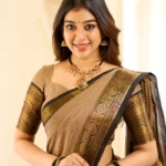 Beige and Black Big Border Chettinad Cotton Saree