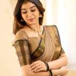Beige and Black Big Border Chettinad Cotton Saree