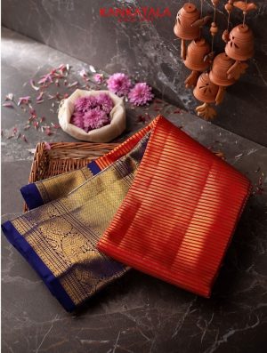 Honey orange big border saree