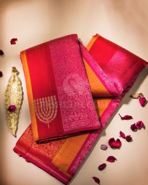 Rani pink and orange saree