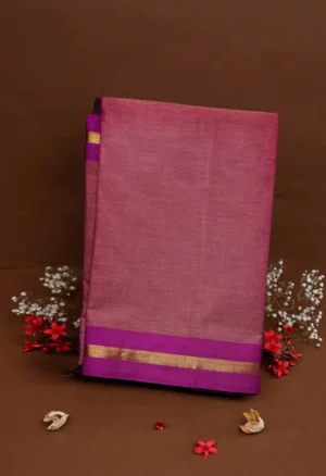 Blush Pink Pure Pavani Handcrafted Kanchi Cotton Saree